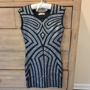 Romeo & Juliet Couture Black and Silver Mini Dress
